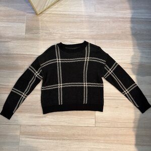 Black Windowpane Crewneck Sweater